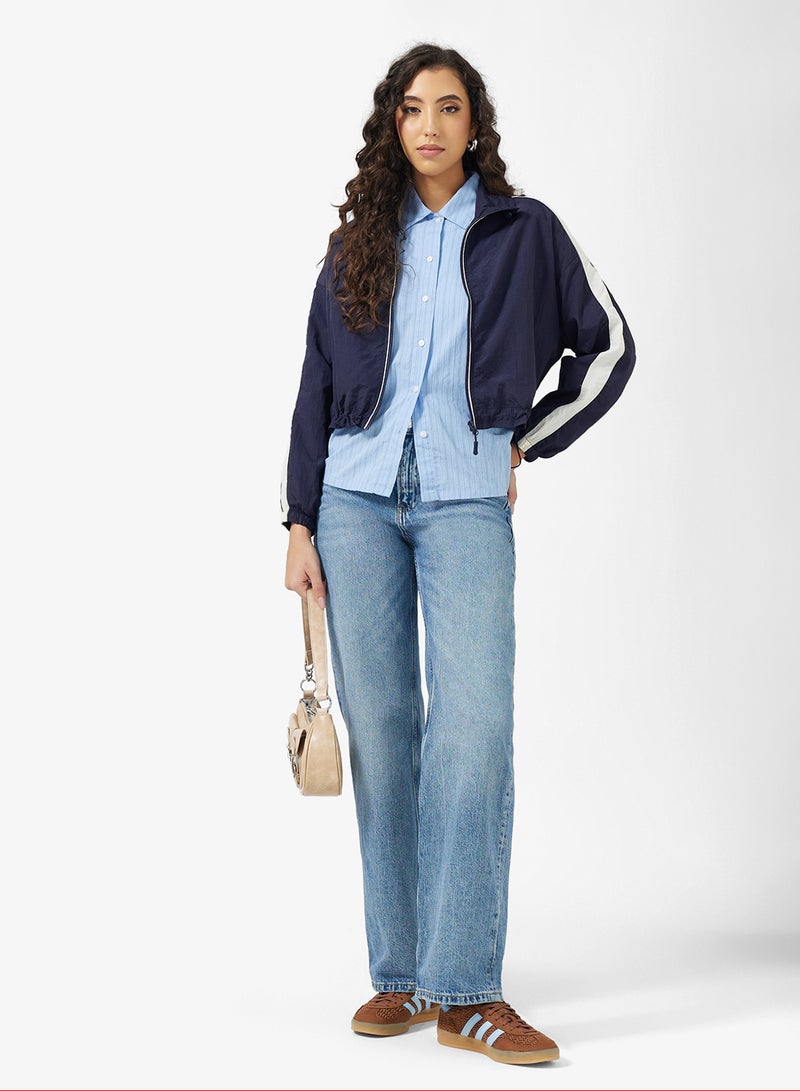 جينجر جاكيت رياضي بسحاب وتفاصيل متباينة - Image 4