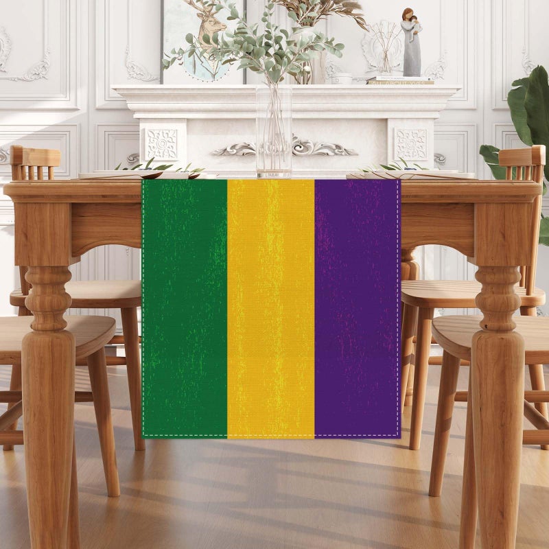 Jiudungs Mardi Gras Table Runner Mardi Gras Table Decor New Orleans Mardi Gras Brazil Carnival Decoration and Supplies for Home Kitchen 13x90 Inch - Image 2