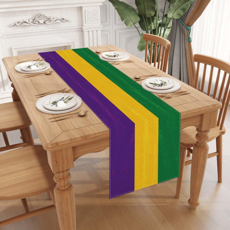 Jiudungs Mardi Gras Table Runner Mardi Gras Table Decor New Orleans Mardi Gras Brazil Carnival Decoration and Supplies for Home Kitchen 13x90 Inch - Image 3