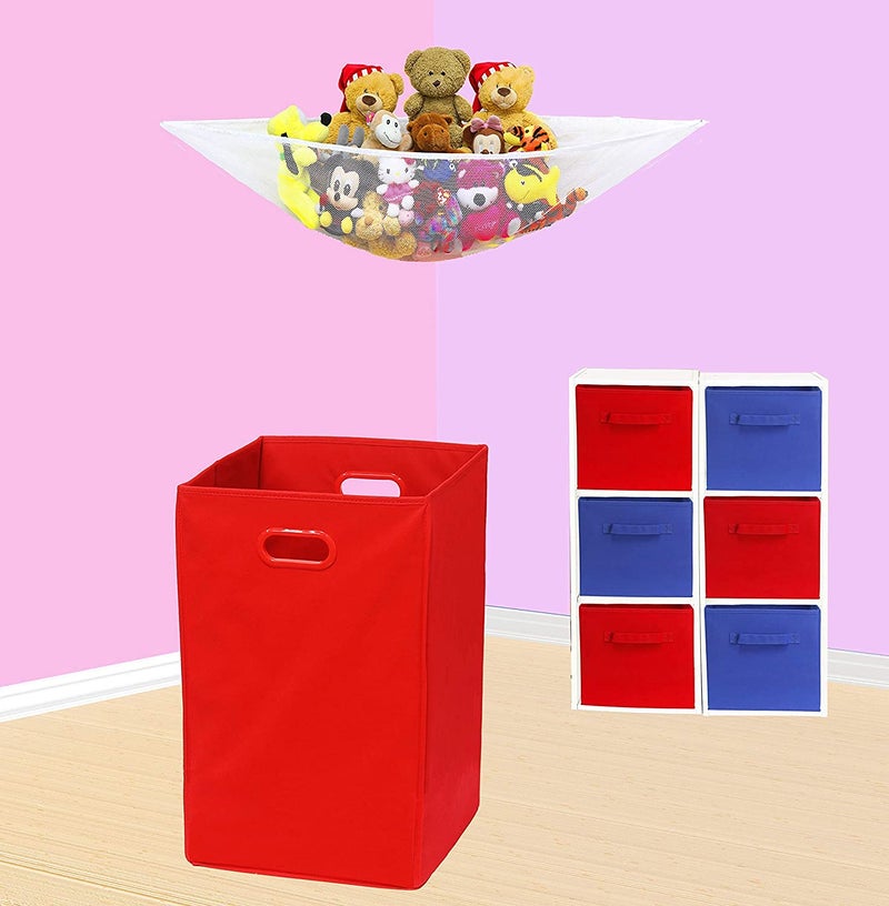 Home Store India Home Store India Folding Laundry Basket for Clothes with Lid Handle Toys Organiser 75 Litre Red - Image 3