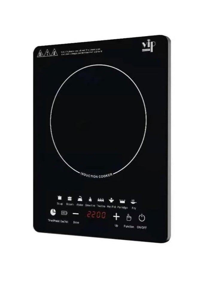 هالامين Here's the Arabic translation for the product name:  **موقد الحث المحمول، موقد سطح العمل متعدد الوظائف، موقد كهربائي 2200 واط مع زجاج سهل التنظيف، طباخ يعمل باللمس مع 8 أوضاع حساسة** - Image 1