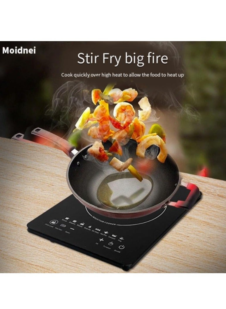 هالامين Here's the Arabic translation for the product name:  **موقد الحث المحمول، موقد سطح العمل متعدد الوظائف، موقد كهربائي 2200 واط مع زجاج سهل التنظيف، طباخ يعمل باللمس مع 8 أوضاع حساسة** - Image 3