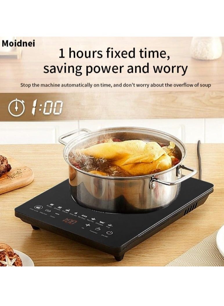 هالامين Here's the Arabic translation for the product name:  **موقد الحث المحمول، موقد سطح العمل متعدد الوظائف، موقد كهربائي 2200 واط مع زجاج سهل التنظيف، طباخ يعمل باللمس مع 8 أوضاع حساسة** - Image 5