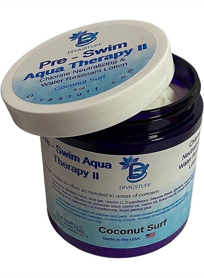 Diva Stuff Pre-Swim Aqua Therapy Chlorine Neutralizing Body Lotion, Protects Skin From Chlorine and Salt Water (Coconut Surf Water Resistant) - Image 2