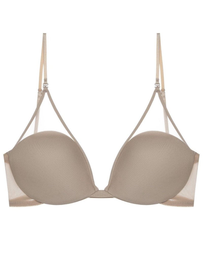 Loquat Solid Color U-Type Breathable Bra Women's Underwear Light Brown 