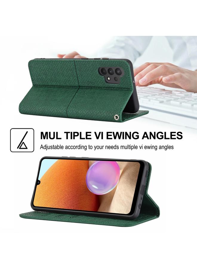 اس-توب جراب لهاتف Samsung Galaxy A32 5G مصنوع من جلد البولي يوريثان مع خياطة منسوجة مغناطيسية أفقية مع حامل وفتحات للبطاقات ومحفظة وحبل - Image 5