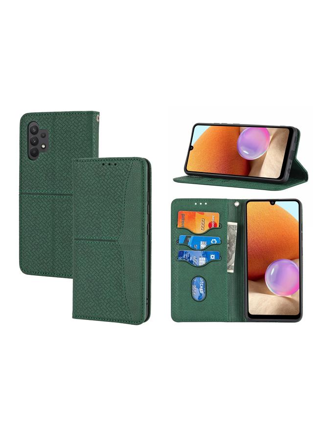 اس-توب جراب لهاتف Samsung Galaxy A32 5G مصنوع من جلد البولي يوريثان مع خياطة منسوجة مغناطيسية أفقية مع حامل وفتحات للبطاقات ومحفظة وحبل - Image 1