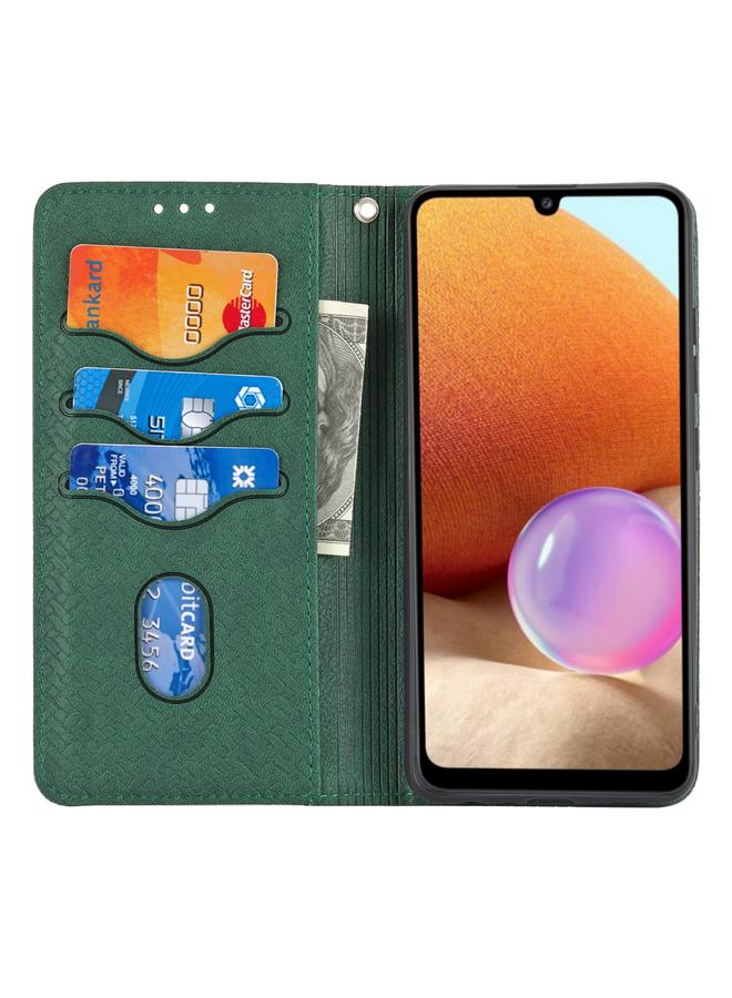 اس-توب جراب لهاتف Samsung Galaxy A32 5G مصنوع من جلد البولي يوريثان مع خياطة منسوجة مغناطيسية أفقية مع حامل وفتحات للبطاقات ومحفظة وحبل - Image 4