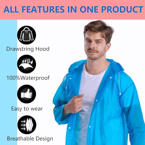 Pivalo EVA Waterproof Rain Coat Hooded Universal Outdoor Water Resistant Portable Suit for Men Women Boys & Girls (Universal Size, 1 Pc Sky Blue) - Image 5