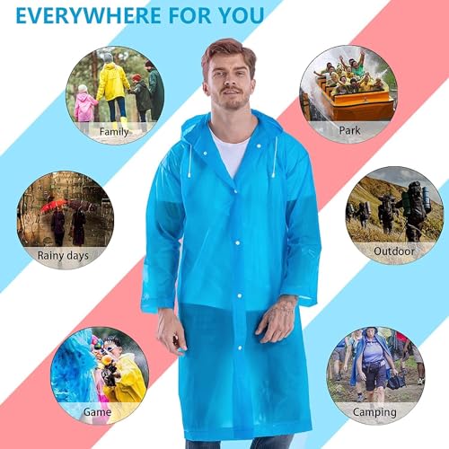 Pivalo EVA Waterproof Rain Coat Hooded Universal Outdoor Water Resistant Portable Suit for Men Women Boys & Girls (Universal Size, 1 Pc Sky Blue) - Image 4