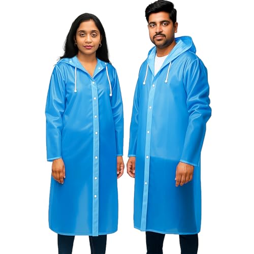 Pivalo EVA Waterproof Rain Coat Hooded Universal Outdoor Water Resistant Portable Suit for Men Women Boys & Girls (Universal Size, 1 Pc Sky Blue) - Image 1
