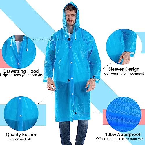 Pivalo EVA Waterproof Rain Coat Hooded Universal Outdoor Water Resistant Portable Suit for Men Women Boys & Girls (Universal Size, 1 Pc Sky Blue) - Image 3