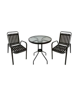 AL KHALDIYA 3 Piece Rattan Dining Table with 2 Chairs for Home 