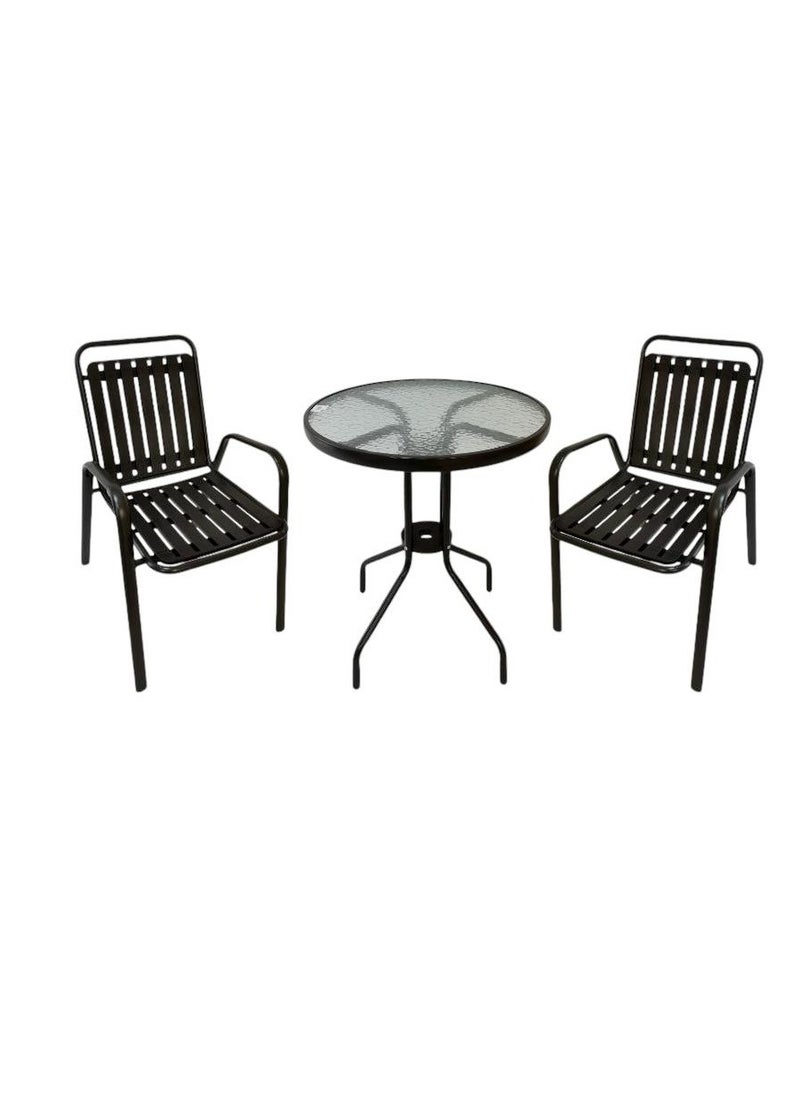 AL KHALDIYA 3 Piece Rattan Dining Table with 2 Chairs for Home 