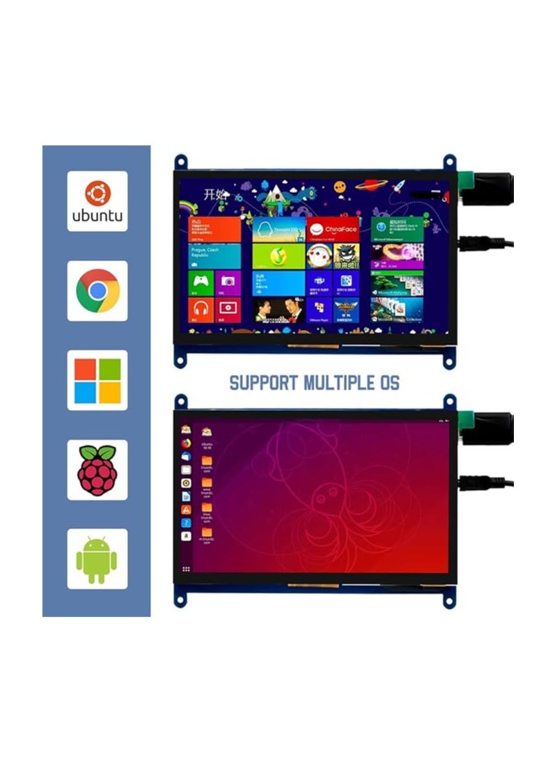 Generic - 7 Inch HD IPS Capacitive Touchscreen Display 1024*600 Resolution Small Portable Monitor with USB HD Interface Compatible with Raspberry Pi Educational Tool - Image 1
