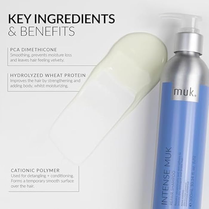 MUK. Intense Repair Shampoo - Reconstructing Formula for Dry, Damaged Hair. Hair Repair Protein Shampoo Strengthens, Moisturises & Restores Elasticity, 300ml - Image 4