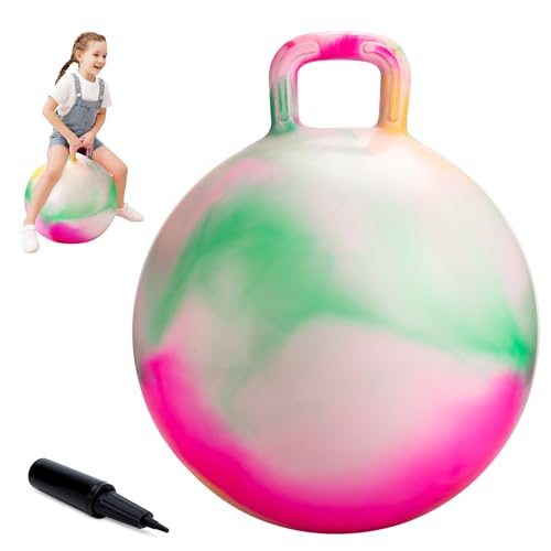 ZOOJOY Hopper Ball for Kids 18 Inch Bouncy Ball with Handle Clouds Girl Toys for Indoor Outdoor Active Play Hopping Ball Easter Basket Stuffers Girls Boys Gifts for 3 4 5 6 7 8 Yr Old Balance Toys - Image 1