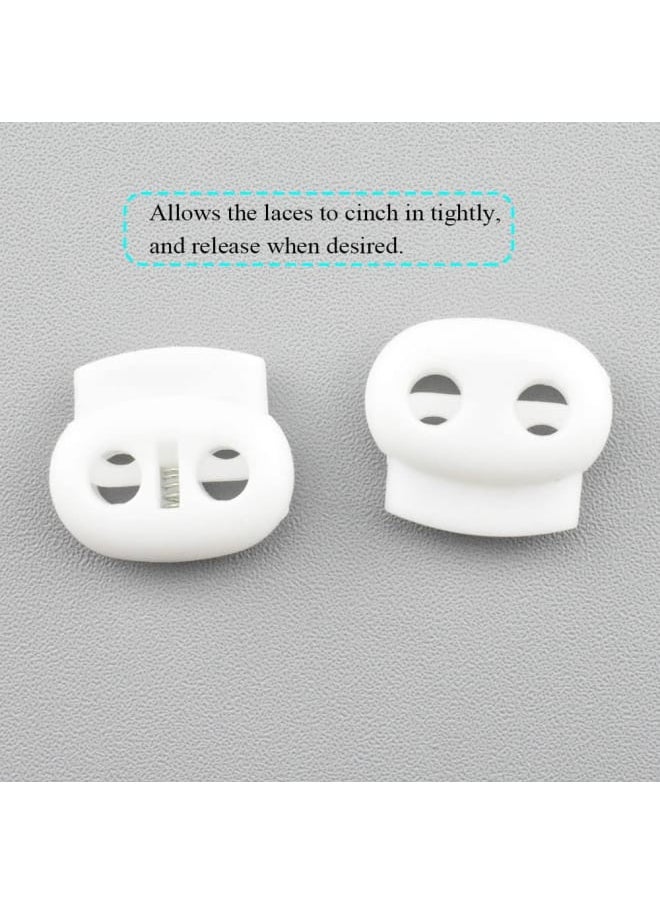 Generic - 22mm Width Plastic Cord Lock Strong Spring Keep Position Convenient Adjust Easy Operate Spring Toggle Stopper Lanyard String Cord Clips White 12 PCS for Sweatpant Elastic Strap Sewing Bags - Image 1