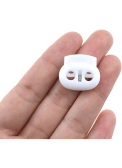 22mm Width Plastic Cord Lock Strong Spring Keep Position Convenient Adjust Easy Operate Spring Toggle Stopper Lanyard String Cord Clips White 12 PCS for Sweatpant Elastic Strap Sewing Bags