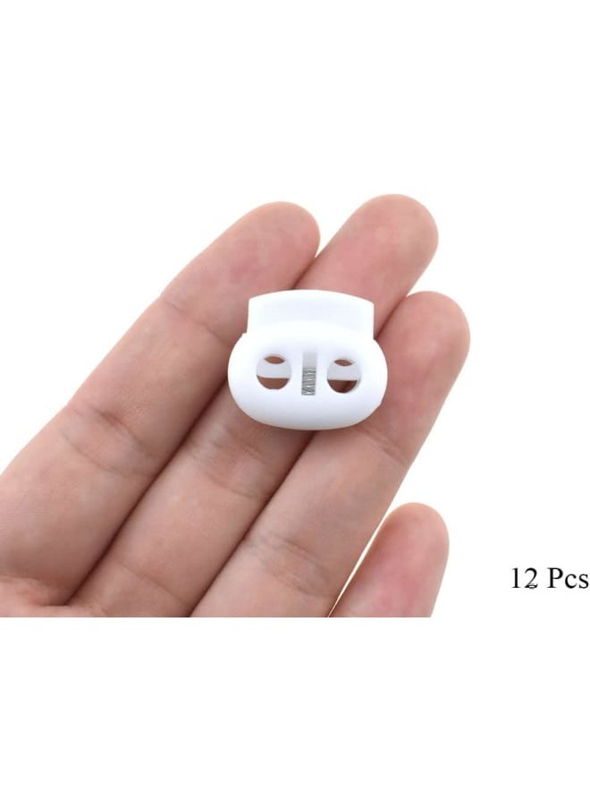 Generic - 22mm Width Plastic Cord Lock Strong Spring Keep Position Convenient Adjust Easy Operate Spring Toggle Stopper Lanyard String Cord Clips White 12 PCS for Sweatpant Elastic Strap Sewing Bags - Image 1