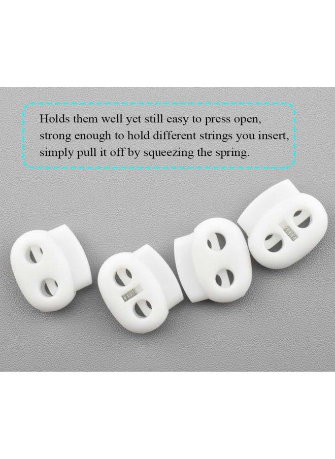 Generic - 22mm Width Plastic Cord Lock Strong Spring Keep Position Convenient Adjust Easy Operate Spring Toggle Stopper Lanyard String Cord Clips White 12 PCS for Sweatpant Elastic Strap Sewing Bags - Image 1