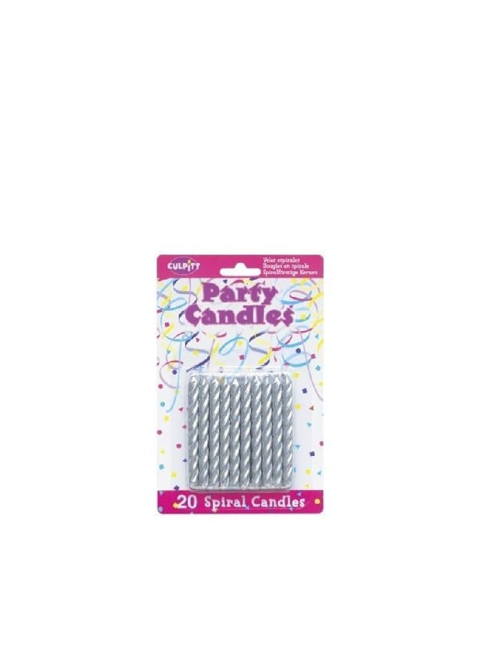 20 Pkg ~ Culpitt Silver Spiral ~ Cake Decorating Candles