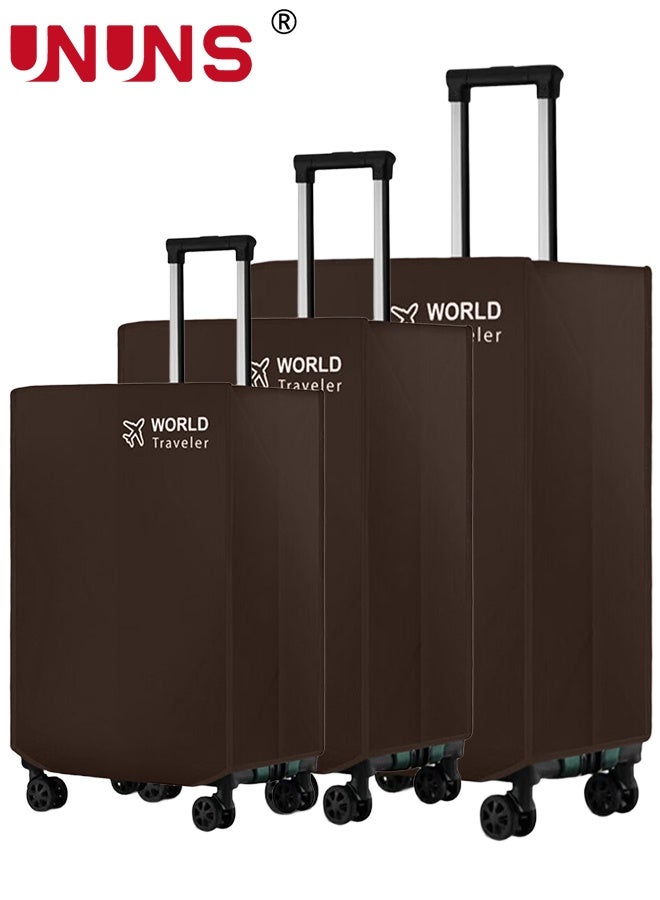 UNUNS غطاء حقائب السفر، 3 قطع أغطية حقائب غير منسوجة مضادة للغبار لحماية الحقائب للسفر، مجموعة أغطية حقائب لحقائب 20 24 28 بوصة، بني - Image 1