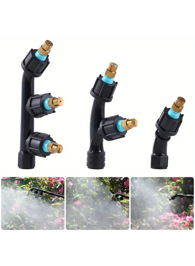 3 Pcs Black Adjustable Brass Nozzle Set for High Pressure Garden Misting - Image 1