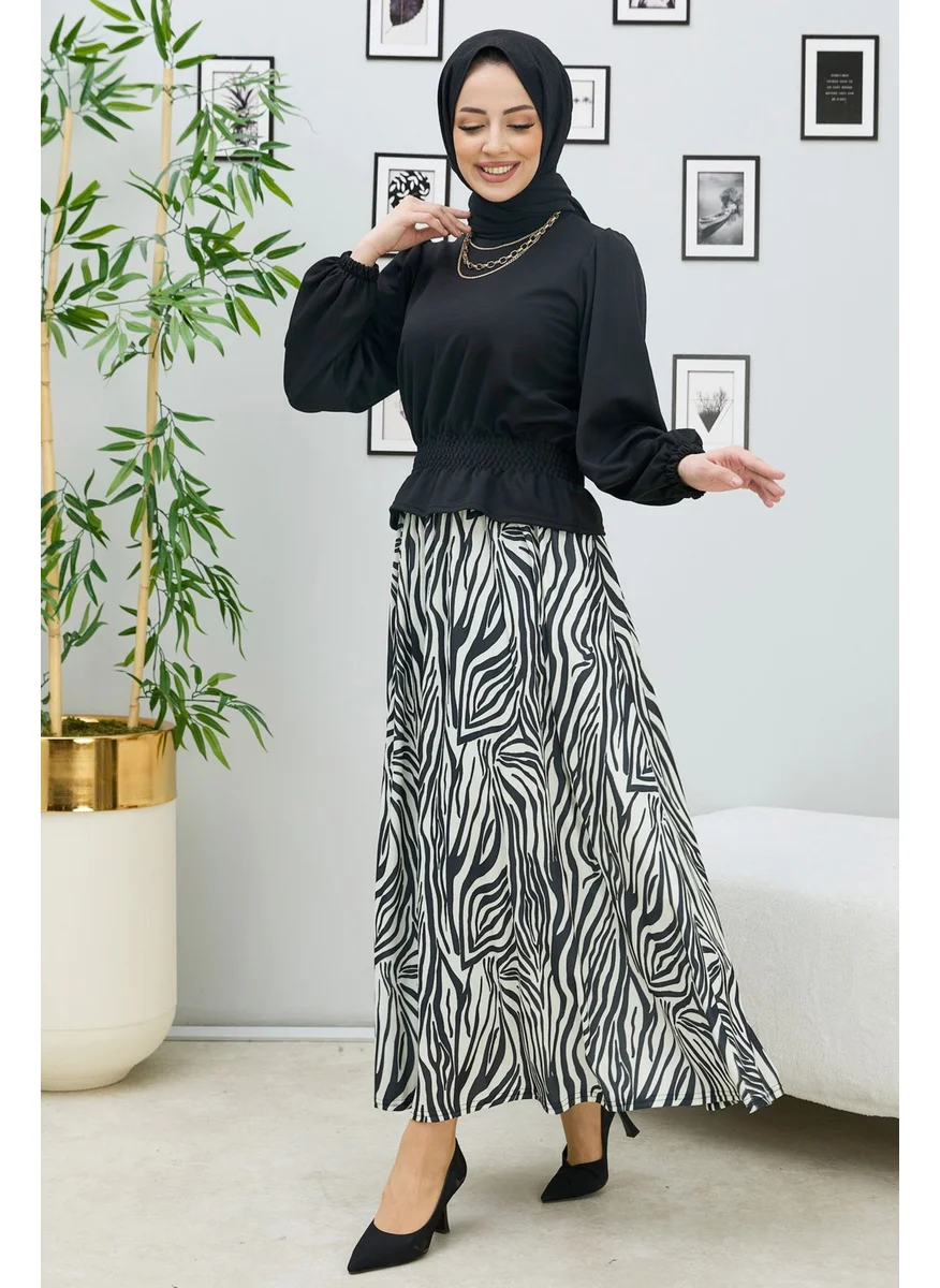 Tofisa 10564-BLACK Blouse+Skirt
