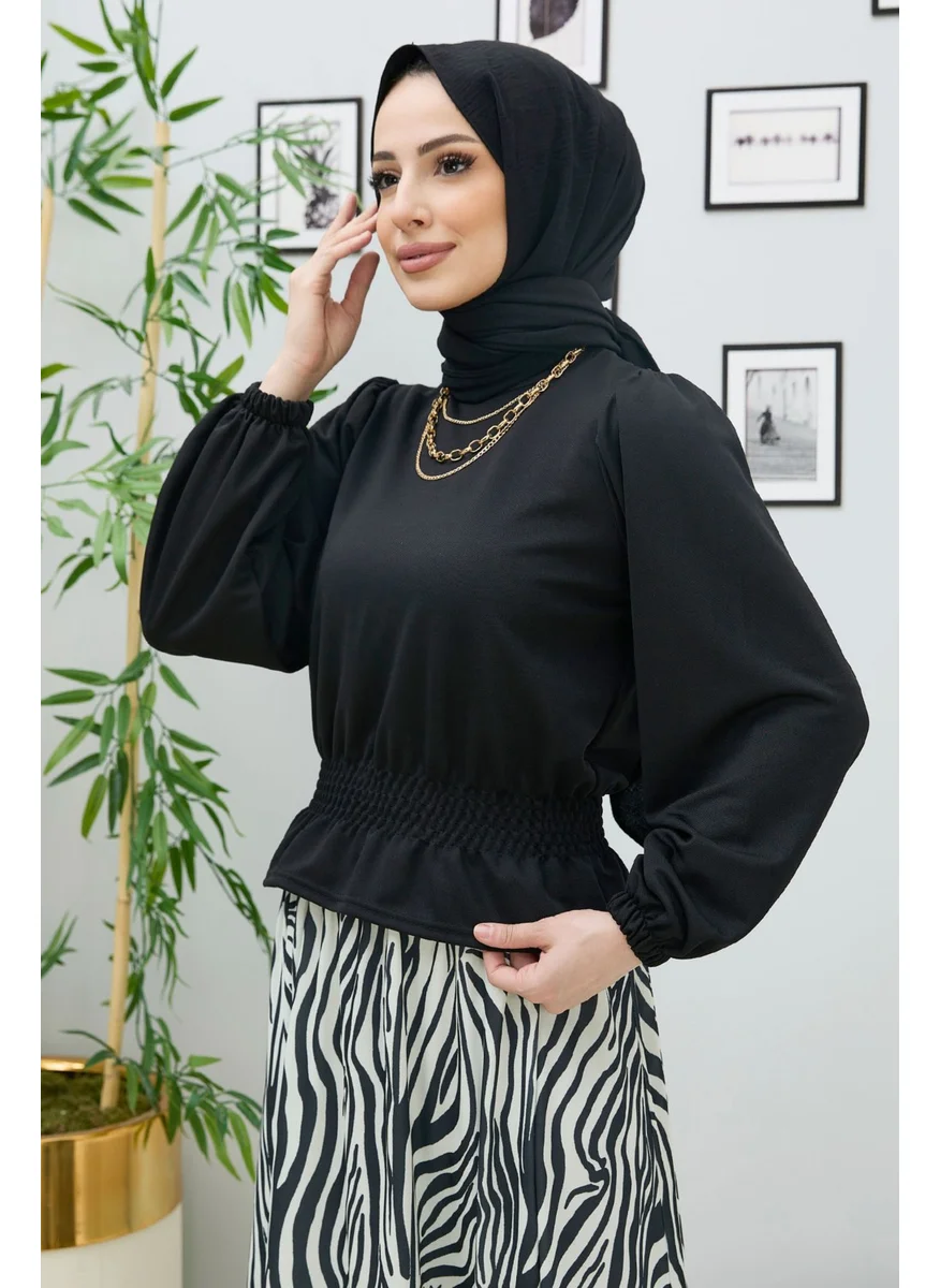 Tofisa 10564-BLACK Blouse+Skirt