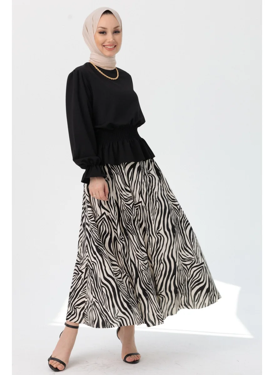 Tofisa 10564-BLACK Blouse+Skirt