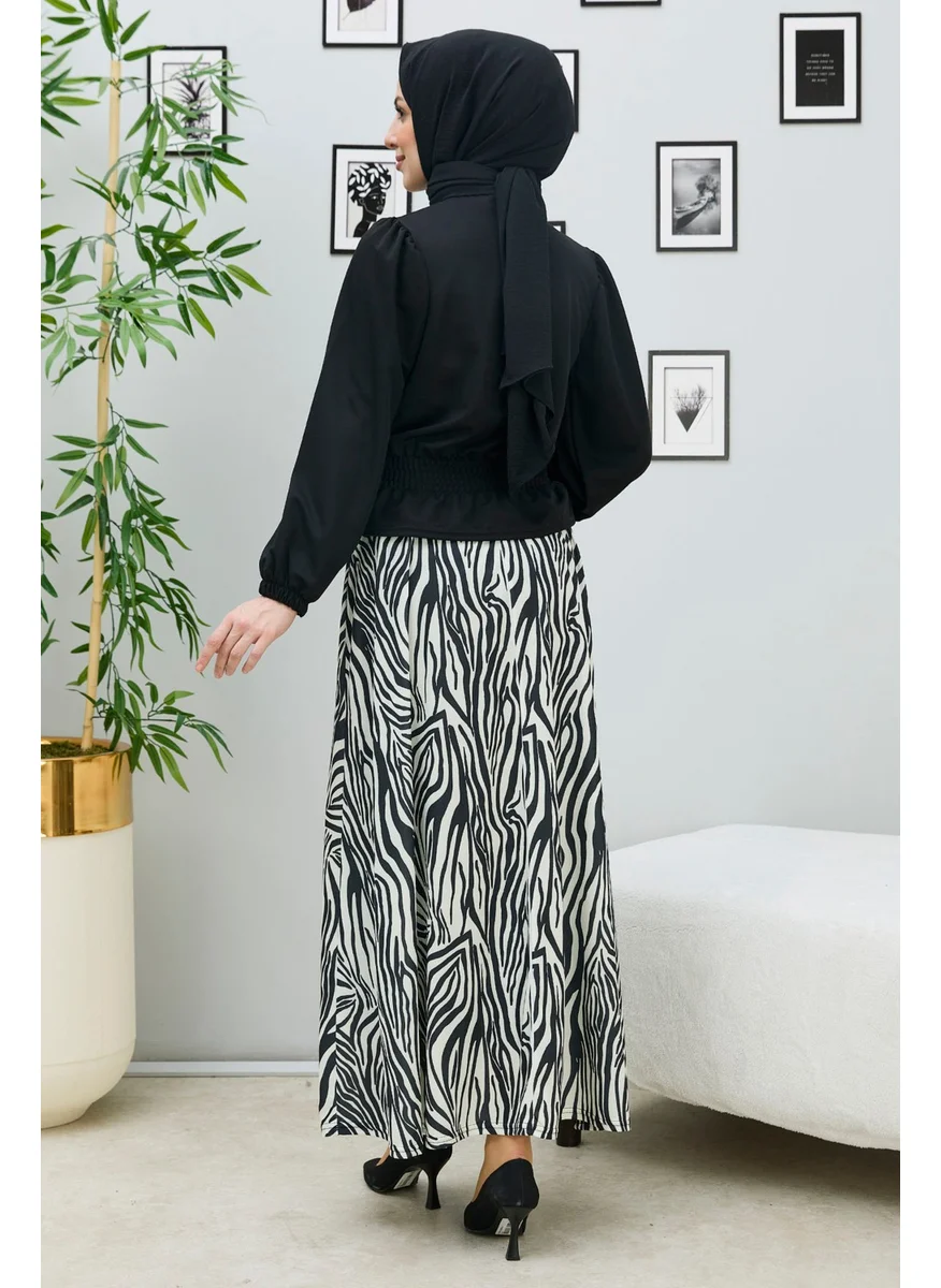 Tofisa 10564-BLACK Blouse+Skirt