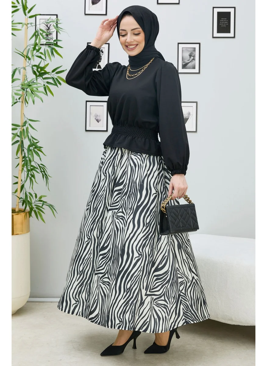 Tofisa 10564-BLACK Blouse+Skirt
