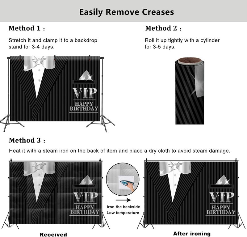 YongFoto YongFoto 7x5ft Man VIP Happy Birthday Backdrop Gentleman Black Tuxedo Suits White Shirts Photography Background Sir 16th 17th 18th Birthday Party Decoration Boy Portrait Stage Performance Poster  - Image 5
