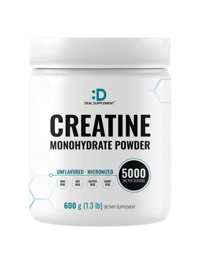 DEAL SUPPLEMENT - Creatine Monohydrate Powder 600 Grams (1.32Lb) Unflavored; Pure; Micronized Creatine Powder 5000Mg(5G) Per Serving 4 Month Supply Vegan; Keto Nongmo No Filler No Additives 120 Servings - Image 1