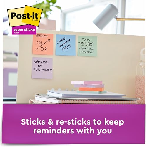 Post It Post-it Super Sticky Recycled Notes, 3x3 in, 6 Pads, 2X The Sticking Power, Bali Collection, Pastel Colors (Lavender, Apricot, Blue, Pink, Mint), 30% Recycled Paper (654-6SSNRP) - Image 4