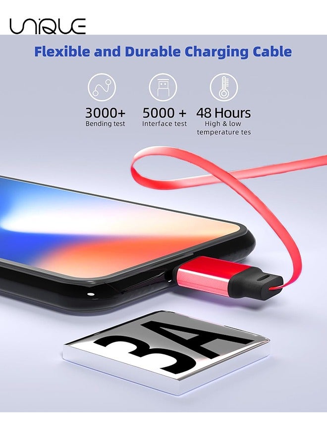 Unique 3 in 1 Retractable Charging Cable，Multi USB Cable Fast Charger Cord for iPhone, Samsung, iPad, Tablets, Switch and More (Red) - Image 4