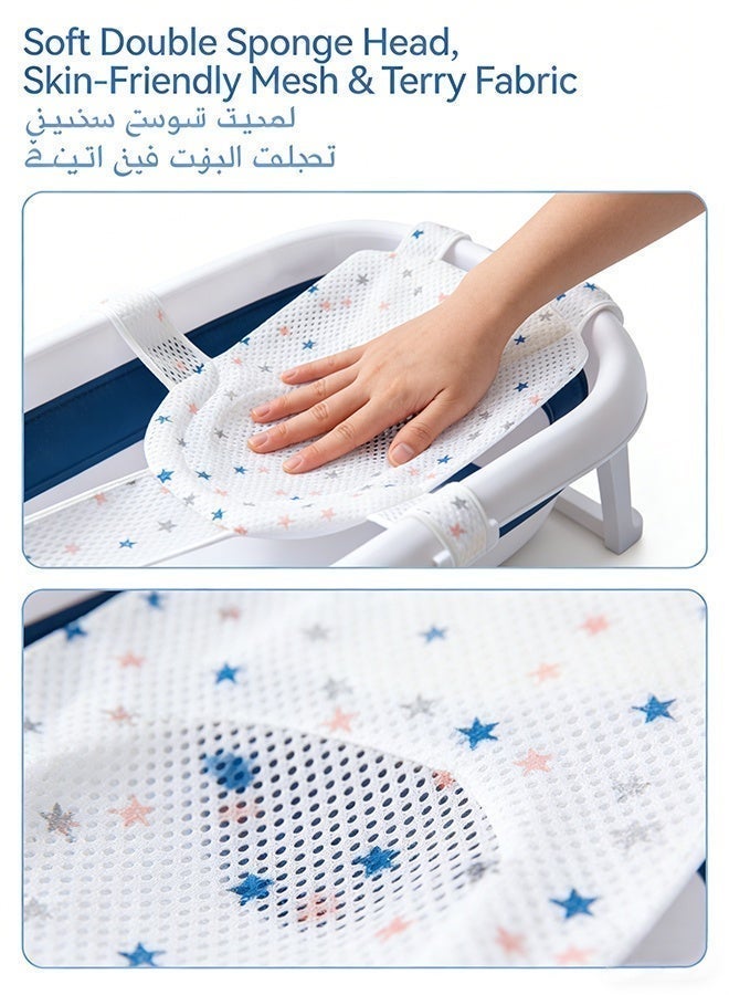 Baby Bath Net Sling for 0-12 Months, 5 Anti-Slip Safety Buckles, Soft Bath Support Mat with Double Sponge Head Protection - Image 4