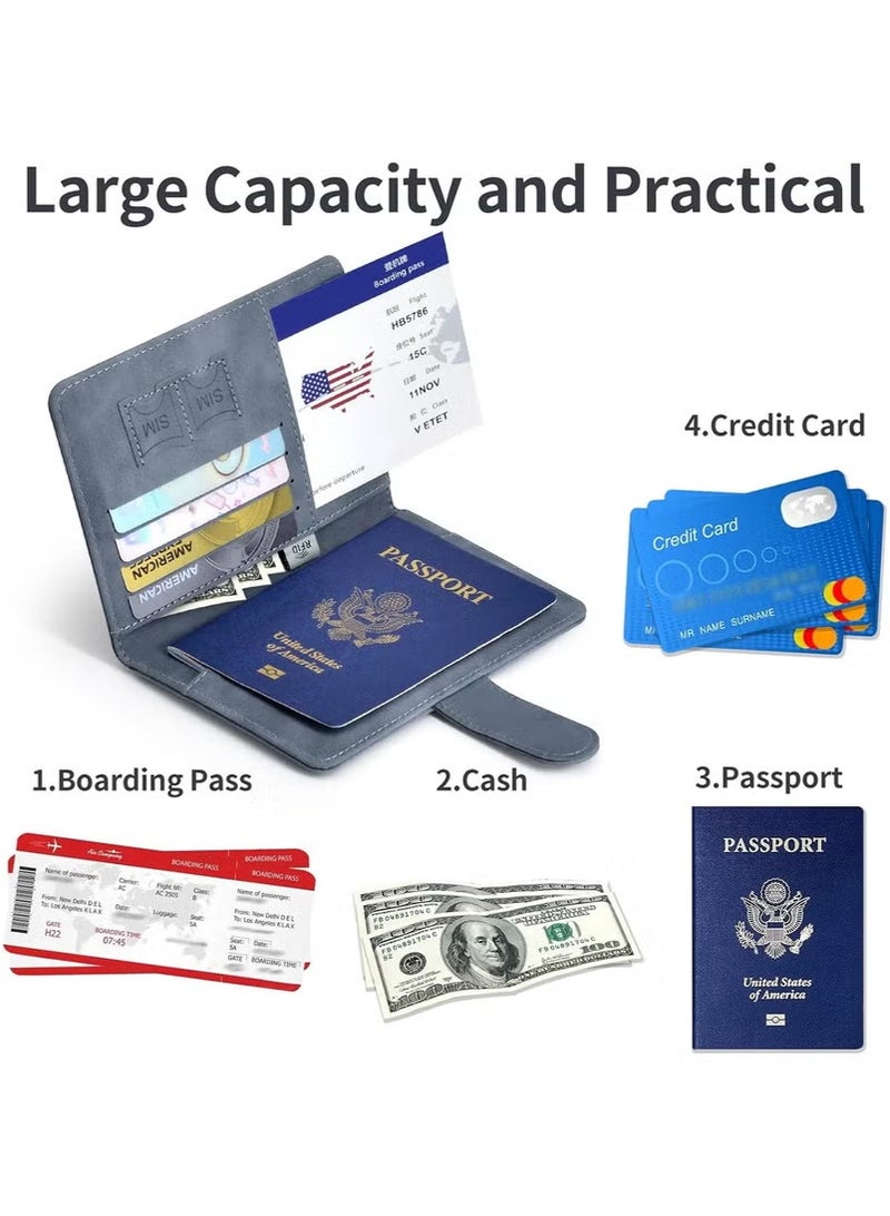 Passport Holder for Travel Essentials, Passport Wallet Cover Case for Travel Must Haves Accessories,Passport Book Holders for Women and Men Grey  - Image 3