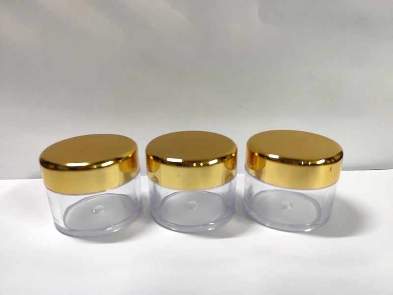 SHREE MAHA 30gm Empty Jar Transparent Cosmetic Container with Golden Cap and Leakproof inner lids for Lip Balms Lip Scrubs Body Butters Eyeshadow Makeup  beauty products  PACK OF 12PCS - Image 3