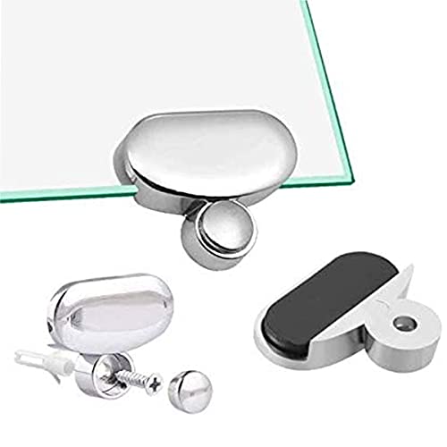 JING Mirror Clips, Glass Clips Clamps Holder - Oval Wall Mounted Mirrors Bracket/Clip -Bathroom Mirrors Supporting Sheet Mirror Fixed Fitting - (4 Pcs) - Image 5