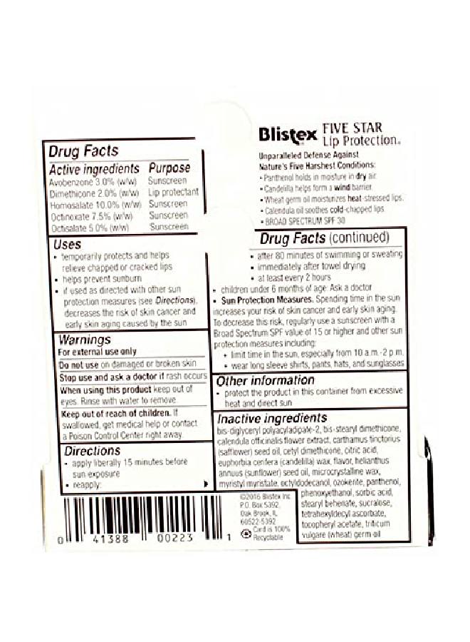 Blistex Five Star Lip Protection Lip Protectant/Sunscreen Spf 30 24 Ct - Image 5