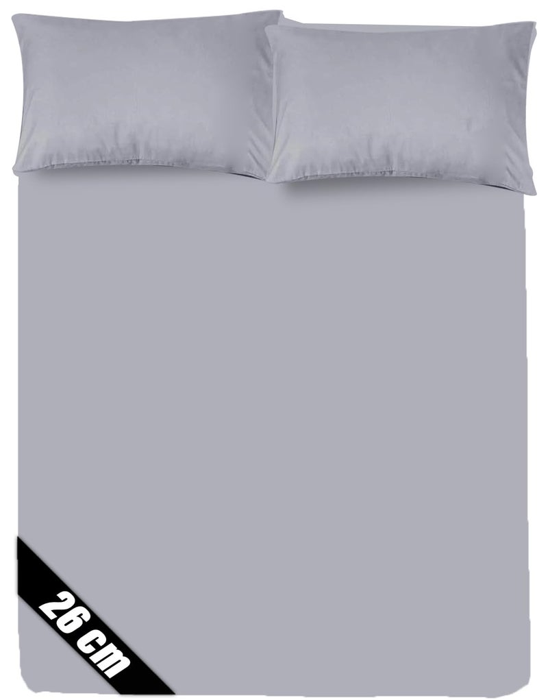 Sunshine Comforts Microfiber Fitted Sheets Breathable Anti Wrinkle 26cm Deep Pocket Bed Sheets Double Bedding  Linen Silver Bedding Double 137 X 190 CM Double Fitted Sheet