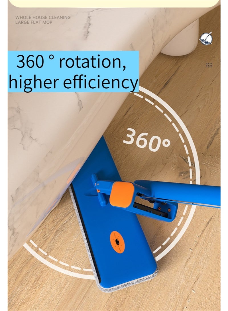 Large Flat Mop with Bucket, 360° Rotating Microfiber Mop with 6 Washable Pads, Floor Dust Mop with Adjustable Stainless Steel Handle for Hardwood Laminate and Tile Floors - Image 2