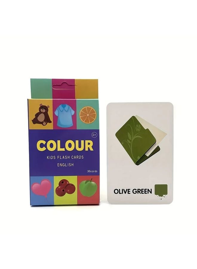 36 قطعة من بطاقات التعلم الملونة للصغار: حيوانات، أرقام، أشكال، أحرف أبجدية - Image 1