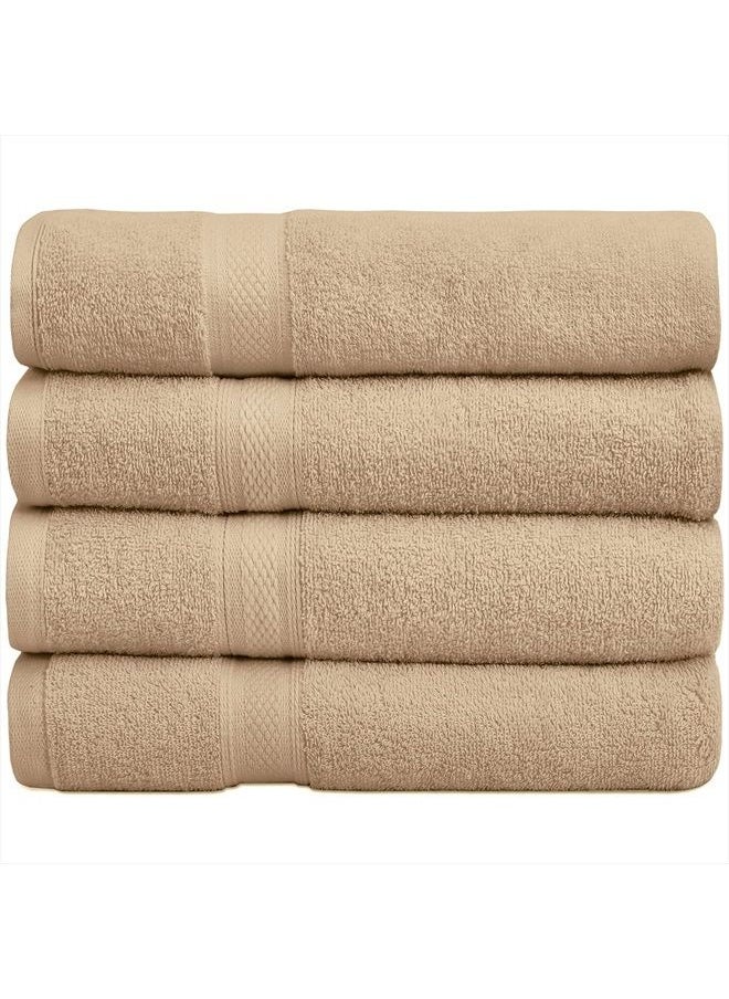 Falari Premium Bath Towel Set 100% Ring Spun Cotton Towels for Home Hotel Spa Extra Large 27x54 Maximum Softness and Absorbency 4-Pack Beige  - Image 1