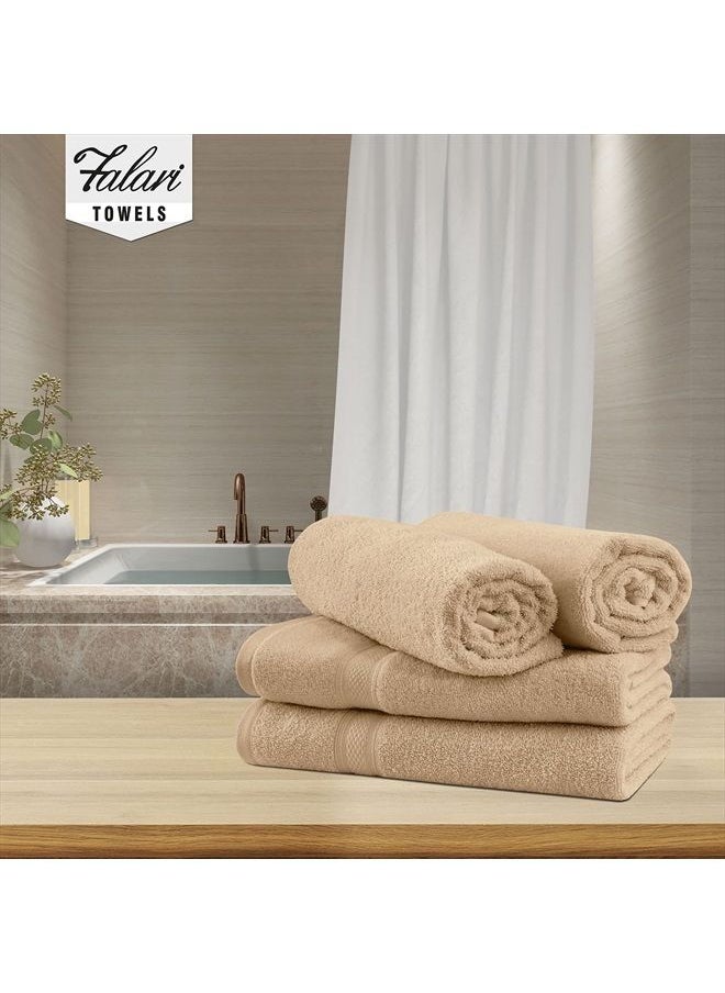 Falari Premium Bath Towel Set 100% Ring Spun Cotton Towels for Home Hotel Spa Extra Large 27x54 Maximum Softness and Absorbency 4-Pack Beige  - Image 4