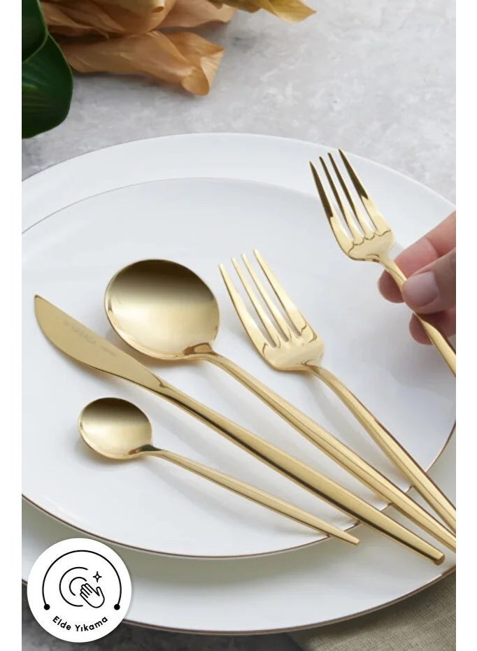 Karaca Orion Shiny Gold 35 Piece Fork Spoon Knife Set for 7 People - Image 5