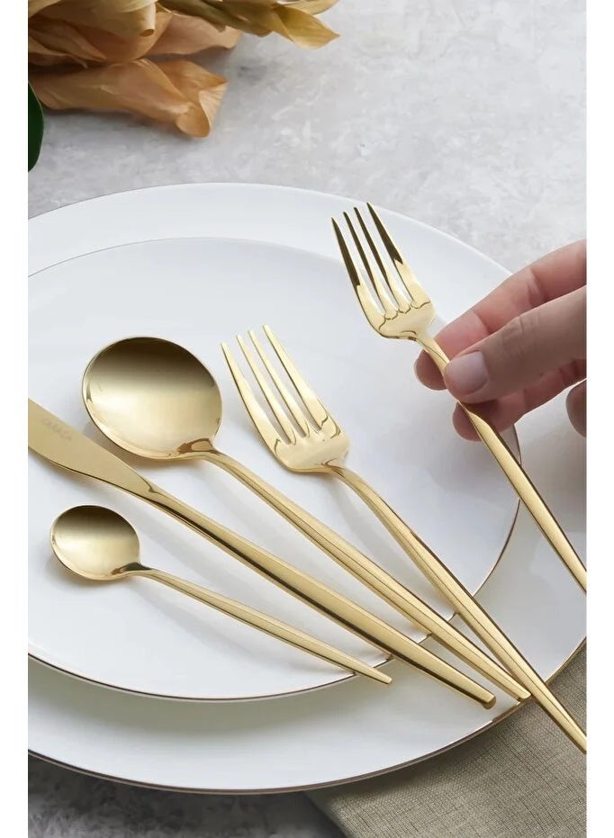 Karaca Orion Shiny Gold 35 Piece Fork Spoon Knife Set for 7 People - Image 1
