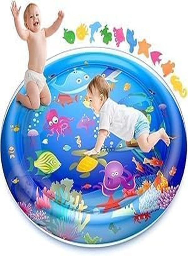 SIMESTICH Round Shape Inflatable Baby Water Play Mat - Ocean Theme with Sea Animals - Tummy Time Activity Centre for Infants Interactive Water Play Mat for Baby Development, 3-12 Months - Image 1